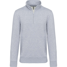 KARIBAN Férfi galléros 1/4 cipzáros pulóver, Kariban KA487, Oxford Grey-2XL