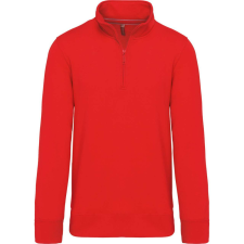 KARIBAN Férfi galléros 1/4 cipzáros pulóver, Kariban KA487, Red-3XL férfi pulóver, kardigán