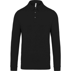 KARIBAN Férfi galléros hosszú ujjú jersey póló, Kariban KA264, Black-2XL