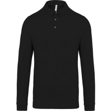 KARIBAN Férfi galléros hosszú ujjú jersey póló, Kariban KA264, Black-M férfi póló