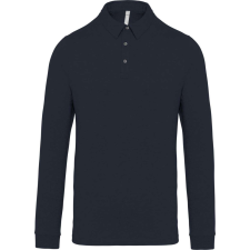 KARIBAN Férfi galléros hosszú ujjú jersey póló, Kariban KA264, Navy-S férfi póló