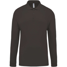 KARIBAN Férfi galléros hosszú ujjú piké póló, Kariban KA256, Dark Grey-4XL férfi póló