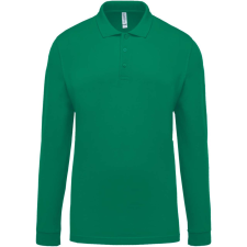 KARIBAN Férfi galléros hosszú ujjú piké póló, Kariban KA256, Kelly Green-3XL férfi póló
