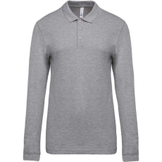 KARIBAN Férfi galléros hosszú ujjú piké póló, Kariban KA256, Oxford Grey-3XL