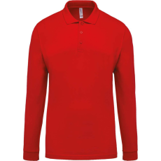 KARIBAN Férfi galléros hosszú ujjú piké póló, Kariban KA256, Red-3XL