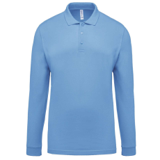 KARIBAN Férfi galléros hosszú ujjú piké póló, Kariban KA256, Sky Blue-S