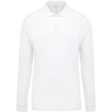 KARIBAN Férfi galléros hosszú ujjú piké póló, Kariban KA256, White-2XL