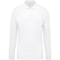 KARIBAN Férfi galléros hosszú ujjú piké póló, Kariban KA256, White-S