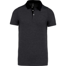 KARIBAN Férfi galléros jersey póló, kontrasztos gallérral, Kariban KA260, Dark Grey Heather/Black-M