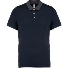 KARIBAN Férfi galléros jersey póló, kontrasztos gallérral, Kariban KA260, Navy/Dark Grey Heather-M