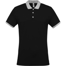 KARIBAN Férfi galléros piké póló, kontrasztos passzékkal, Kariban KA258, Black/Oxford Grey-4XL