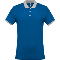 KARIBAN Férfi galléros piké póló, kontrasztos passzékkal, Kariban KA258, Light Royal Blue/Oxford Grey-4XL