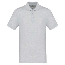 KARIBAN férfi galléros piké póló, rövid ujjú KA254, Ash Heather-2XL férfi póló