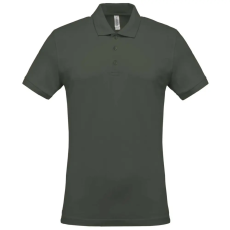 KARIBAN férfi galléros piké póló, rövid ujjú KA254, Dark Khaki-S