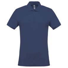 KARIBAN férfi galléros piké póló, rövid ujjú KA254, Deep Blue-2XL