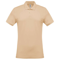 KARIBAN férfi galléros piké póló, rövid ujjú KA254, Light Sand-S