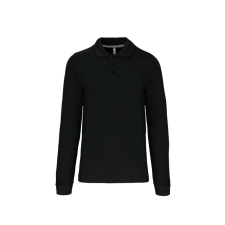 KARIBAN Férfi hosszú ujjú galléros piké póló, Kariban KA243, Black-2XL férfi póló
