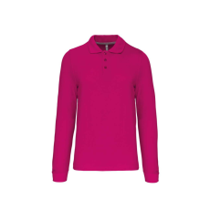 KARIBAN Férfi hosszú ujjú galléros piké póló, Kariban KA243, Fuchsia-3XL
