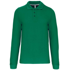 KARIBAN Férfi hosszú ujjú galléros piké póló, Kariban KA243, Kelly Green-3XL