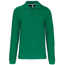 KARIBAN Férfi hosszú ujjú galléros piké póló, Kariban KA243, Kelly Green-4XL férfi póló