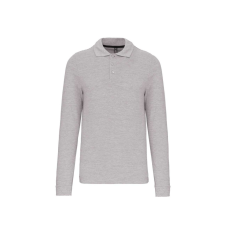 KARIBAN Férfi hosszú ujjú galléros piké póló, Kariban KA243, Oxford Grey-4XL férfi póló