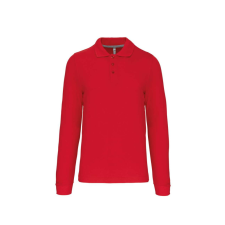 KARIBAN Férfi hosszú ujjú galléros piké póló, Kariban KA243, Red-XL férfi póló