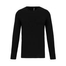 KARIBAN Férfi hosszú ujjú kereknyakú sztreccs póló, Kariban KA3016, Black-XL férfi póló