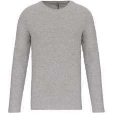 KARIBAN Férfi hosszú ujjú kereknyakú sztreccs póló, Kariban KA3016, Light Grey Heather-M férfi póló