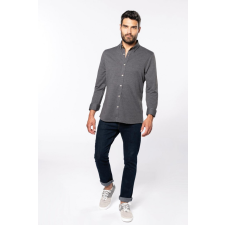 KARIBAN Férfi ing Kariban KA507 Long-Sleeved Jacquard Knit Shirt -2XL, Jacquard Dark Grey férfi ing