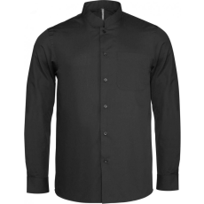KARIBAN Férfi ing Kariban KA515 Men'S Long-Sleeved Mandarin Collar Shirt -S, Black