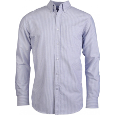 KARIBAN Férfi ing Kariban KA516 Long-Sleeved Washed Oxford Cotton Shirt -S, Striped White/Oxford Blue férfi ing