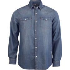 KARIBAN Férfi ing Kariban KA519 Men&#039;S Long-Sleeved Denim Shirt -2XL, Blue Jean férfi ing