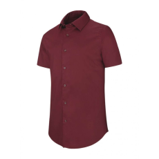 KARIBAN Férfi ing Kariban KA531 Short-Sleeved Cotton/Elastane Shirt -3XL, Wine