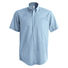 KARIBAN Férfi ing Kariban KA531 Short-Sleeved Cotton/Elastane Shirt -L, Light Blue