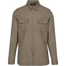 KARIBAN Férfi ing Kariban KA590 Men'S Long-Sleeved Safari Shirt -2XL, Light Khaki