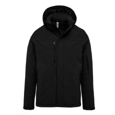 KARIBAN Férfi kapucnis, bélelt softshell kabát, Kariban KA650, Black-L