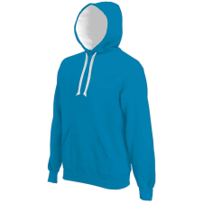 KARIBAN Férfi kapucnis pulóver Kariban KA446 Men&#039;S Contrast Hooded Sweatshirt -M, Tropical Blue/White férfi pulóver, kardigán