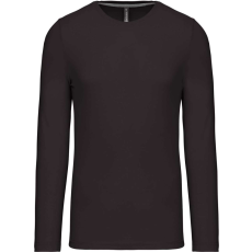 KARIBAN Férfi kereknyakú hosszú ujjú pamut póló, Kariban KA359, Dark Grey-3XL