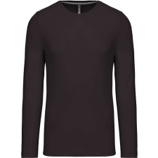 KARIBAN Férfi kereknyakú hosszú ujjú pamut póló, Kariban KA359, Dark Grey-4XL férfi póló