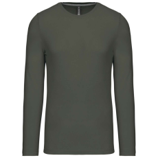 KARIBAN Férfi kereknyakú hosszú ujjú pamut póló, Kariban KA359, Dark Khaki-XL