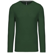 KARIBAN Férfi kereknyakú hosszú ujjú pamut póló, Kariban KA359, Forest Green-2XL férfi póló