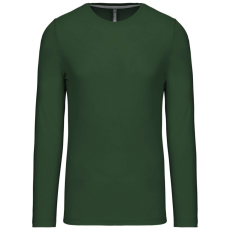 KARIBAN Férfi kereknyakú hosszú ujjú pamut póló, Kariban KA359, Forest Green-XL