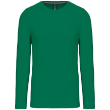 KARIBAN Férfi kereknyakú hosszú ujjú pamut póló, Kariban KA359, Kelly Green-3XL férfi póló