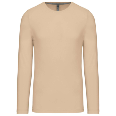 KARIBAN Férfi kereknyakú hosszú ujjú pamut póló, Kariban KA359, Light Sand-3XL