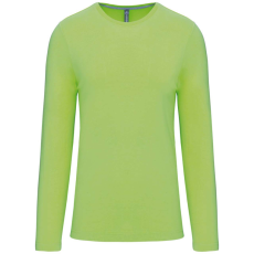 KARIBAN Férfi kereknyakú hosszú ujjú pamut póló, Kariban KA359, Lime-4XL