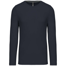 KARIBAN Férfi kereknyakú hosszú ujjú pamut póló, Kariban KA359, Navy-2XL férfi póló