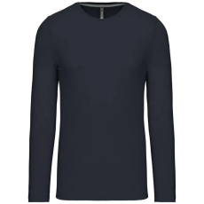 KARIBAN Férfi kereknyakú hosszú ujjú pamut póló, Kariban KA359, Navy-3XL