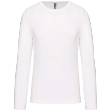 KARIBAN Férfi kereknyakú hosszú ujjú pamut póló, Kariban KA359, White-3XL férfi póló