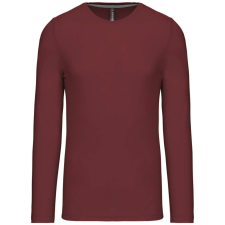 KARIBAN Férfi kereknyakú hosszú ujjú pamut póló, Kariban KA359, Wine-4XL férfi póló