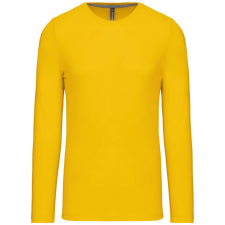 KARIBAN Férfi kereknyakú hosszú ujjú pamut póló, Kariban KA359, Yellow-XL férfi póló